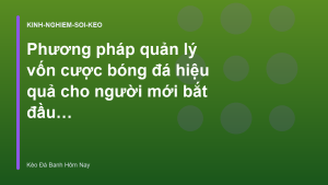 Read more about the article Phương pháp quản lý vốn cược bóng đá hiệu quả cho người mới bắt đầu – Kèo Đá Banh Hôm Nay